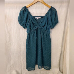 Mimi Chica emerald green mini, v neck dress, special occasion, women's small 011